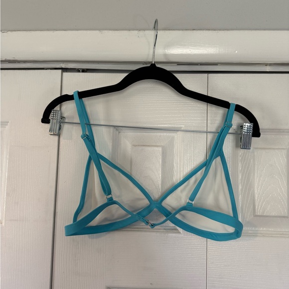 White & Turquoise Trim Triangle Bra Top - Women Intimates - Picture 2 of 2